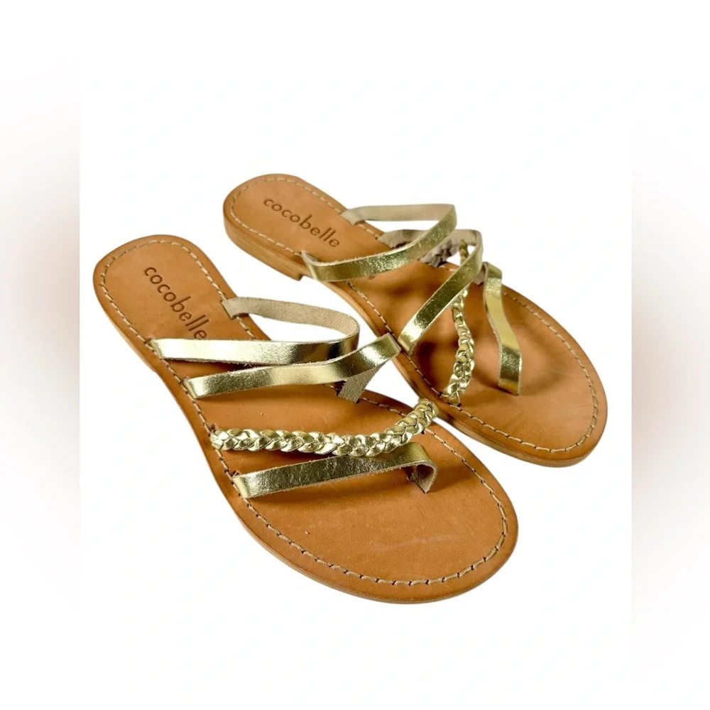 Cocobelle Gold Strappy Leather Sandals